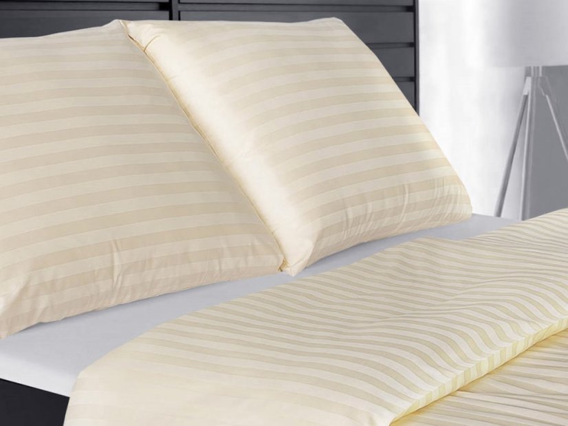 Povlečení Atlas grádl proužek 2 cm 70x90, 140x200 Smetanové