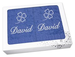 Dárková sada ručník + osuška se jménem ratanika modrá Čtyřlístek
