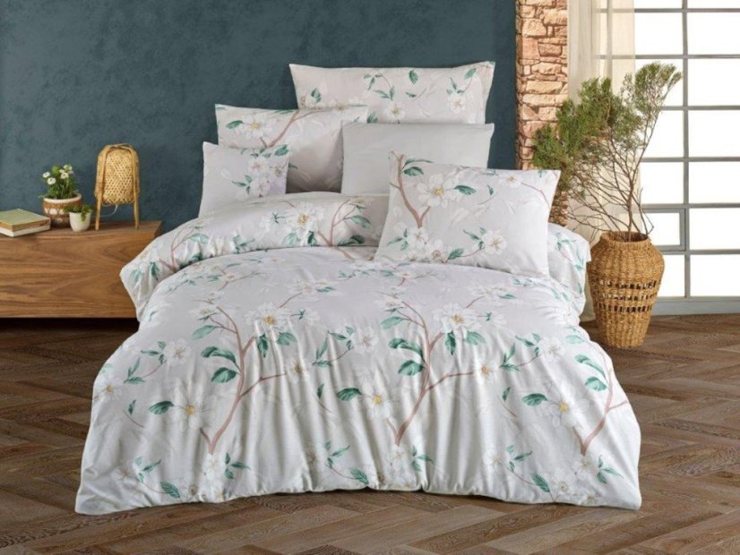 Bavlněné povlečení 200x200, 2x 70x90 EXCLUSIVE Saly green
