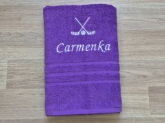 Ručník se jménem NA PŘÁNÍ fialový 50x100 Florbal