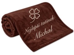 Deka Nejlepší tatínek se čtyřlístkem a jménem 150x200 tmavě hnědá