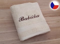 Vánoční dárkové balení osušky BABIČKA béžová