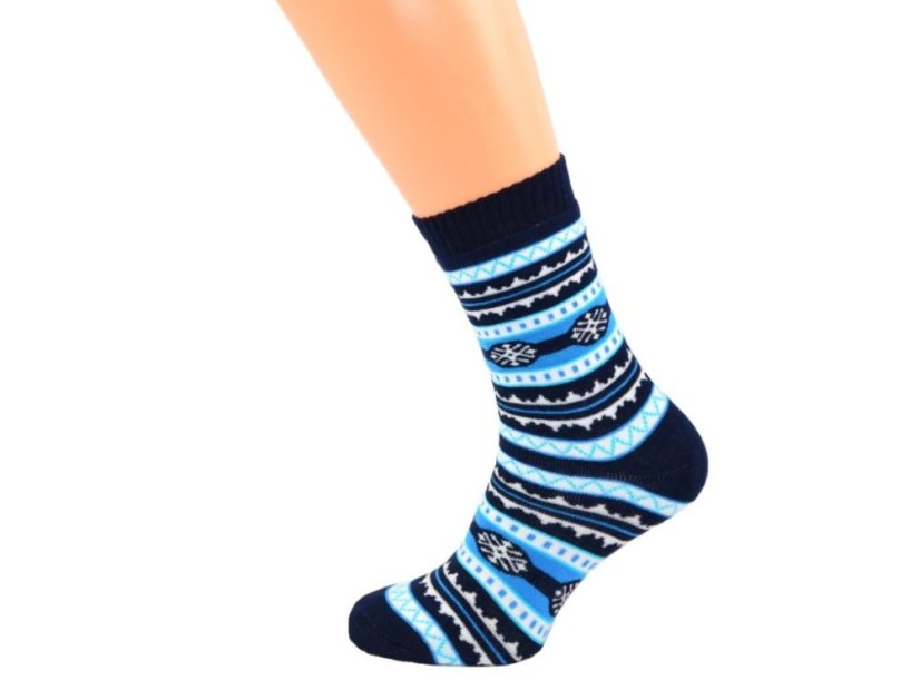 THERMO FROTÉ ponožky 41/42 Norský vzor tmavě modré