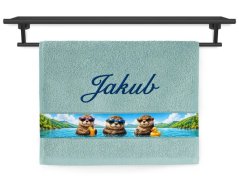 Dětský ručník se jménem NA PŘÁNÍ 30x50 Vydří pohoda mořská zelená