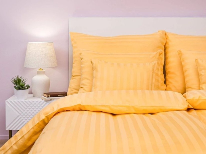 Povlak na polštář 40x40 Atlas grádl proužek 2,5 cm okr