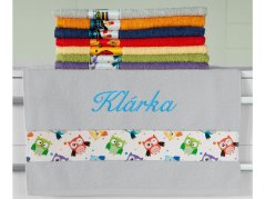Ručník se jménem NA PŘÁNÍ 50x100 Sovička světle šedá