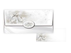 Svatební obálka na peníze pro novomanžele Stříbrná s prstýnky