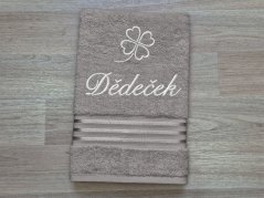 Ručník DĚDEČEK se čtyřlístkem 50x100 linie tmavě šedá