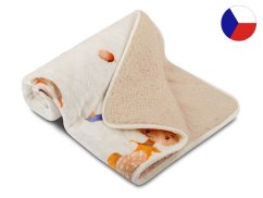 Luxusní dětská deka OVEČKA 100x140 SLEEP WELL Zvířátka v lese/měsíční třpyt