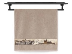 Froté ručník 50x100 NORA TISK 450g Město Praha nugát