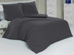 Jednobarevné povlečení bavlněné na zip 70x90, 140x200 KOMFORT tmavě šedé