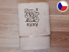 Luxusní ručník se znamením RYBY 450g béžová/hnědá