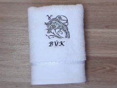 Vánoční dárkové balení osušky Znamení Býk bílá/šedá