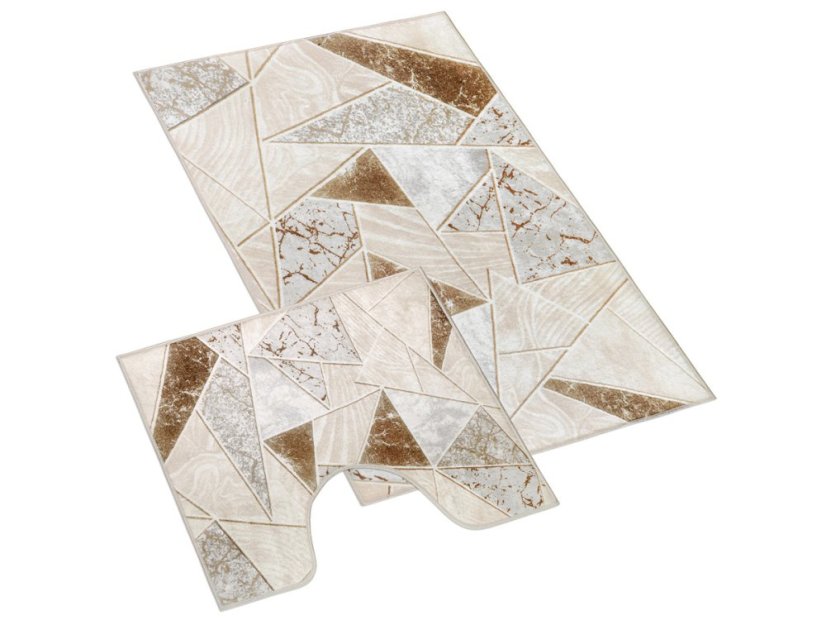 Koupelnová sada předložek 3D Mramorová dlažba béžová