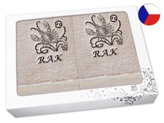 Luxusní dárková sada ručník + osuška Znamení Rak béžová/hnědá