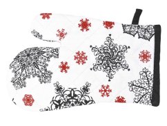 Vánoční chňapka Černé a červené vločky 1ks