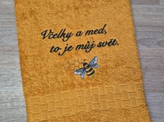 Luxusní dárkové balení ručníku pro včelaře hořčicový 450g