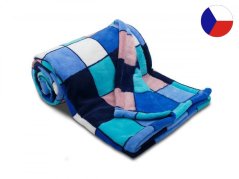 Luxusní deka micro 150x200 SLEEP WELL 300g Kostka modrá