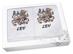 Luxusní dárková sada ručník + osuška Znamení Lev bílá/hnědá