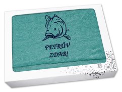 Dárkové balení osušky pro rybáře Kapr + Petrův zdar petrolej