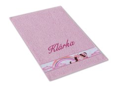 Dětský ručník se jménem NA PŘÁNÍ 30x50 Dívka s jednorožcem šeříková