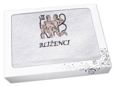 Luxusní dárkové balení ručníku Znamení Blíženci bílá/hnědá