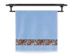 Froté ručník 50x100 NORA TISK 450g Domečky den světle modrý