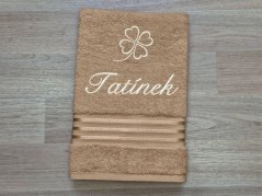 Ručník TATÍNEK se čtyřlístkem 50x100 linie tmavě béžová