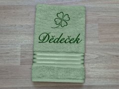Ručník DĚDEČEK se čtyřlístkem 50x100 linie zelená
