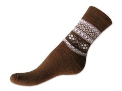 Froté ponožky 35/37 Norský vzor hnědé