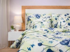 Francouzské bavlněné povlečení 240x200, 2x 70x90 KOMFORT Bloom elegance sv. zelená