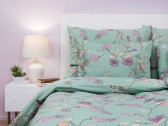 Krepové povlečení KOMFORT Klaudie zelená 70x90, 140x200