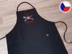 Pánská zástěra na grilování s výšivkou černá 72x100 Šéf grilu