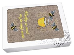 Luxusní dárková sada ručníku a osušky Včelky tmavě béžová