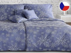 Vánoční povlečení damašek EXCELLENT 140x200, 70x90 DIAMANT Křišťálové vločky modrošedé