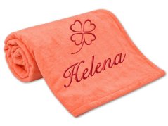 Deka se jménem na přání 150x200 Čtyřlístek lososová