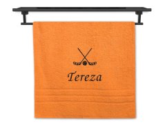 Osuška se jménem NA PŘÁNÍ oranžová 70x140 Florbal