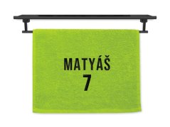 Malý ručník pro sportovce se jménem 30x50 pistáciový