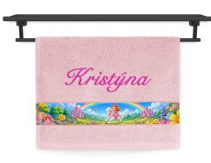 Dětský ručník se jménem NA PŘÁNÍ 30x50 Princezna Duha světle růžová