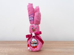 Malý velikonoční zajíček z ručníku KIDS růžový + vajíčko s překvapením