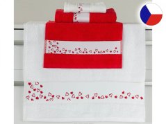 Malý ručník 30x50 RUJANA 450g Srdíčka bílá