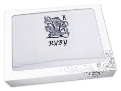 Luxusní dárkové balení osušky Znamení Ryby bílá/šedá