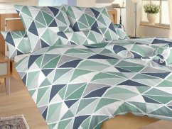 Bavlněné francouzské povlečení 200x200, 2x 70x90 KOMFORT Pyramidy mentol
