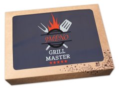 Dárková zástěra pro muže 72x100 GRILL MASTER šedá + text na přání