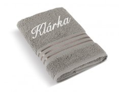 Komfortní osuška SE JMÉNEM 70x140 Linie tmavě šedá