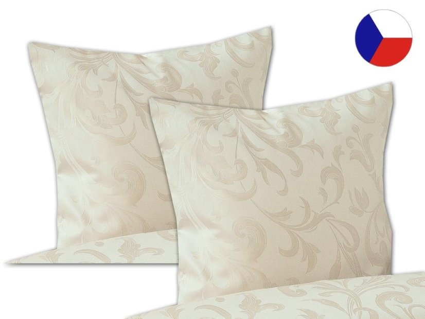 Damaškový dekorační polštářek 40x40 EXCELLENT ORNELLA Melodie ornamentu smetanová