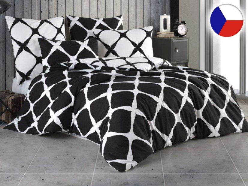 Prodloužené povlečení bavlna EXCLUSIVE Noir černobílé DUO 70x90, 140x220