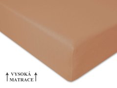 Jersey prostěradlo na vysokou matraci 200x200 EXTRA Oříškové