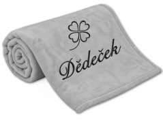 Deka pro dědečka se čtyřlístkem 150x200 světle šedá