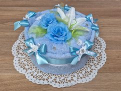 Textilní dort z osušky Rujana světle modrá